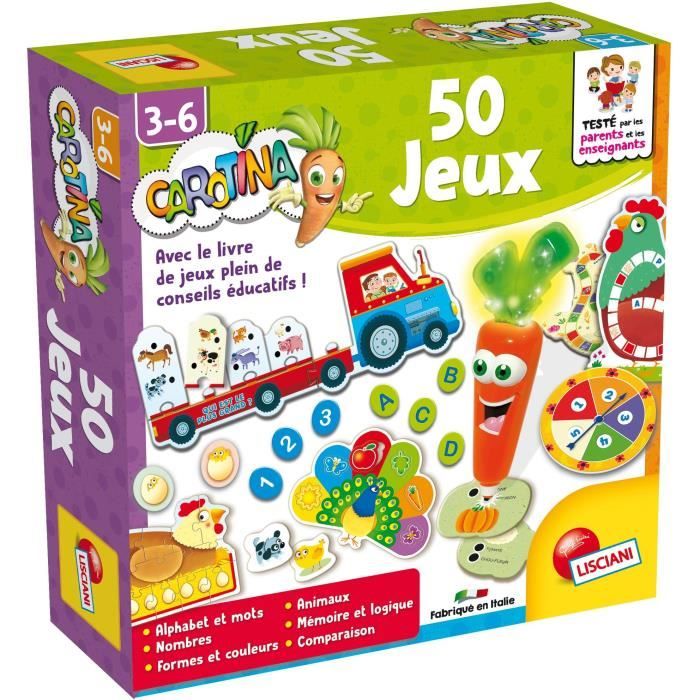 Coffret de jeux éducatif - LISCIANI GIOCHI - Carotina 50 jeux - Rouge -  Présence parentale - 3 ans et plus - Cdiscount Jeux - Jouets