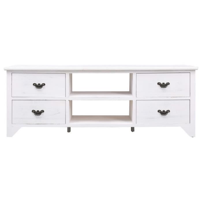 banc tv meuble tv - meuble hi-fi - antique blanc 115 x 30 x 40 cm bois - star market®