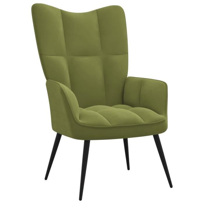 Fauteuil de relaxation - JILL - Chaise Salon - Vert clair Velours - 61x70x965cm FR4566