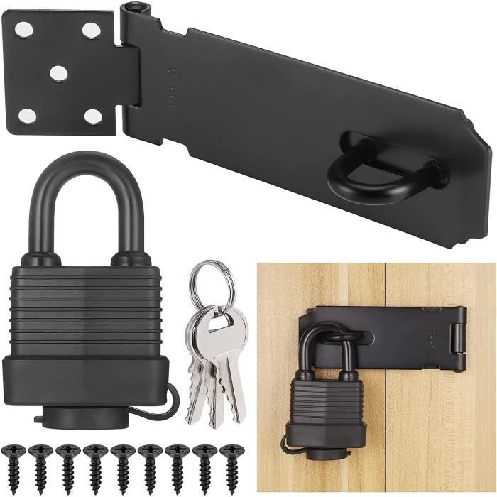 Loquet De Cadenas 4 Pouces Acier Inoxydable Noir – Agrafe Porte Fermoir Robuste Avec Vis, Sécurité Renforcée