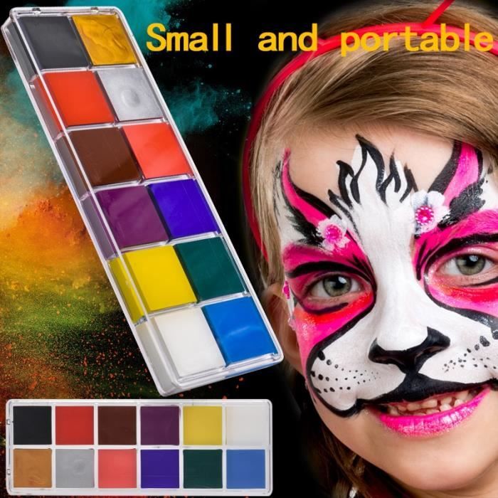 Palette de maquillage,Peinture de visage pour enfants,12 couleurs,tatouage  flash,peinture à base d'huile,clown,jeu - 1 pcs[A4907] - Cdiscount Au  quotidien