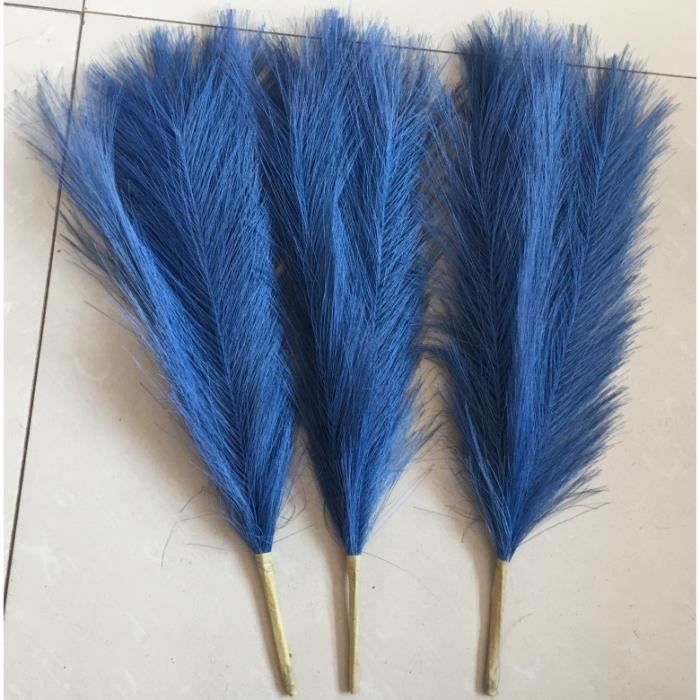 Paon bleu - 7 Fourchettes 43-45cm - Roseaux Artificiels De Pampas Secas Fausses Fleurs Pour Mariage Maison
