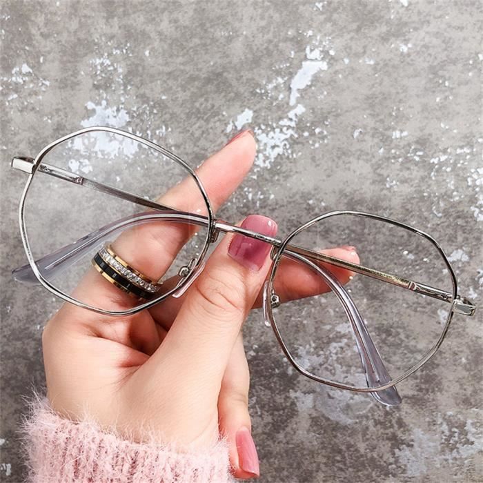 Couleur argent Lunettes a monture octogonale pour femmes Vintage Anti lumiere bleue Protection Uv400 pour Cdiscount Bijouterie