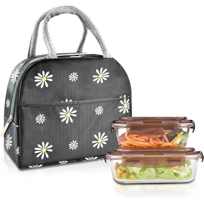 Bustlwor Lot 2 Sacs Isothermes Repas – Lunch Bag Oxford + Aluminium, Noir & Gris