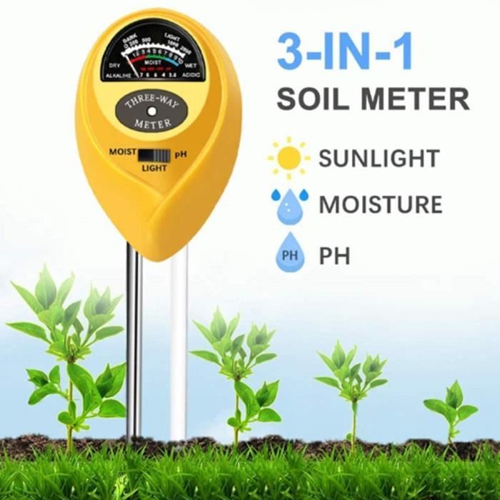 Testeur de Sol, 4 en 1 testeur de Sol Mètre d'humidité, température,  Lumière et Testeur de pH Acidité, pour Fleurs/Herbe/Plante - Cdiscount  Jardin