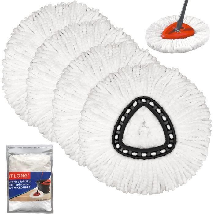 Set Serpillières Rechange Vileda EasyWring – Têtes Triangulaires + Manche Acier Réglable + Base, Compatible Spin Mop