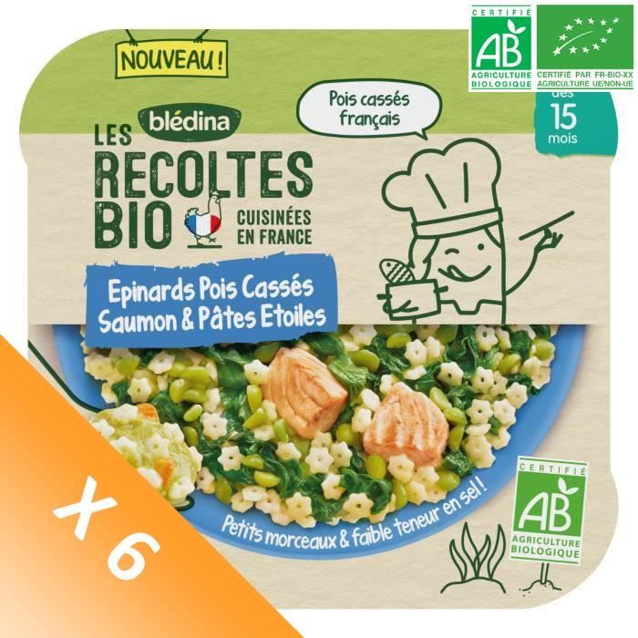 Bledina Les Recoltes Bio Repas Pour Bebe Bio Des 15 Mois Epinards Pois Casses Saumon Pates Etoiles Lot De 5x 250 G Cdiscount Au Quotidien