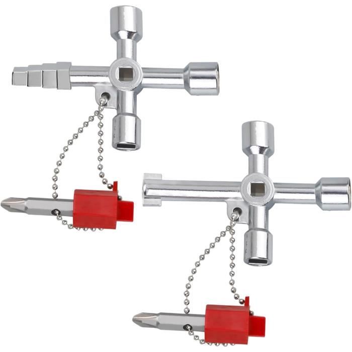2 Pièces 4 Voies Clé Universelle, Clé Utilitaire Multifonction, Clef Triangle, Clés Carrées, Clé