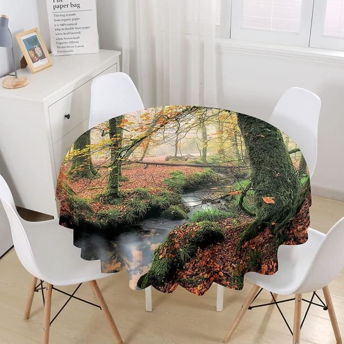 Nappe Ronde Anti Tache, Nappe De Table 3D Arbre Impression Impermeable ...