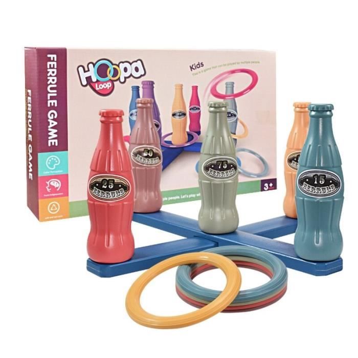 Jeu De Lancer D'anneaux Pour Enfants - 9 Piliers + 8 Anneaux Colorés - Jouet D'intérieur/extérieur - Développe La Coordination