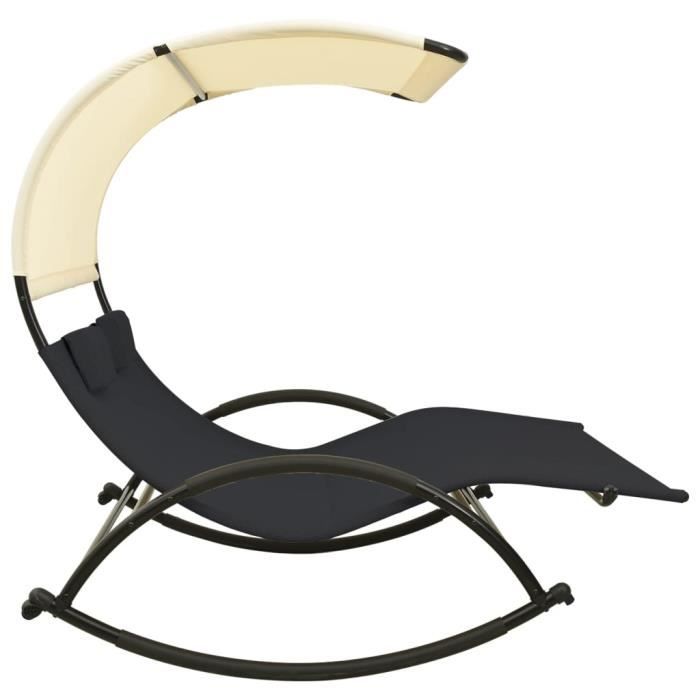 Chaise longue double avec auvent Textilène Noir et crème EAN 7809686507949 Cdiscount Jardin