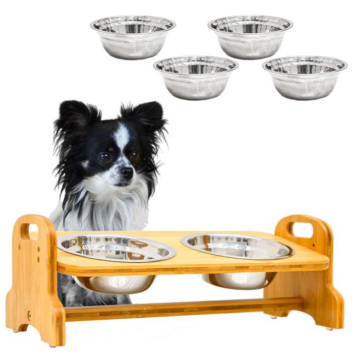 4 BOLS: Gamelle Chien Surelevee - Gamelle Chat - 40x18x15 Gamelle Anti Glouton