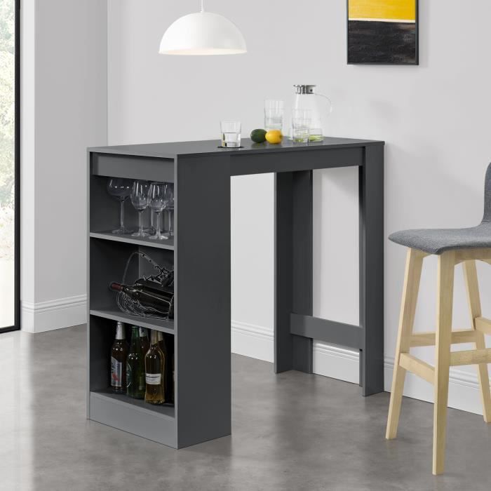 Table de Bar - EN.CASA - Kouvola - Bois - Gris - Contemporain Table de Bar - EN.CASA - Kouvola - Bois - Gris - Contemporain