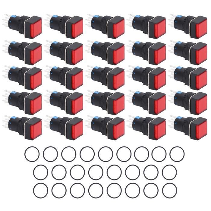 Interrupteur à bouton poussoir carrés Bouton carré, connecteurs ...