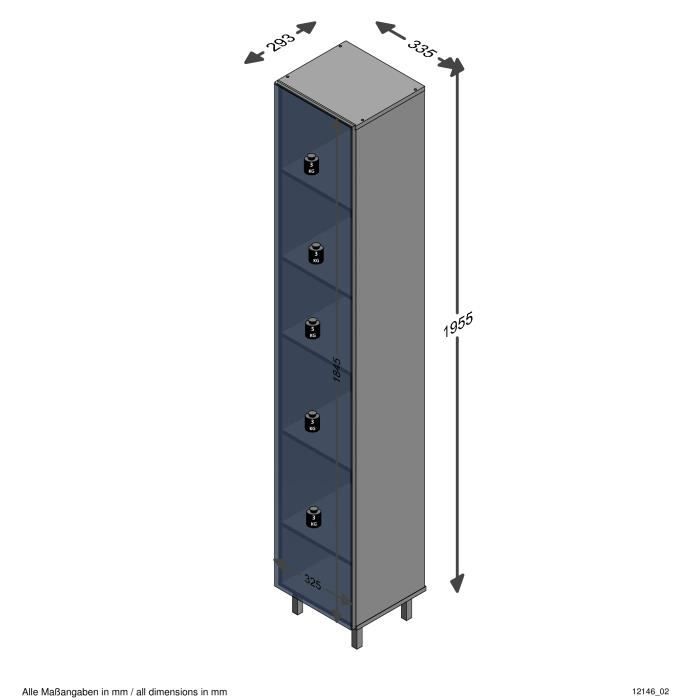 colonne de salle de bains tarragone - fmd - 5 étagères - miroir - blanc - bois - panneaux de particules