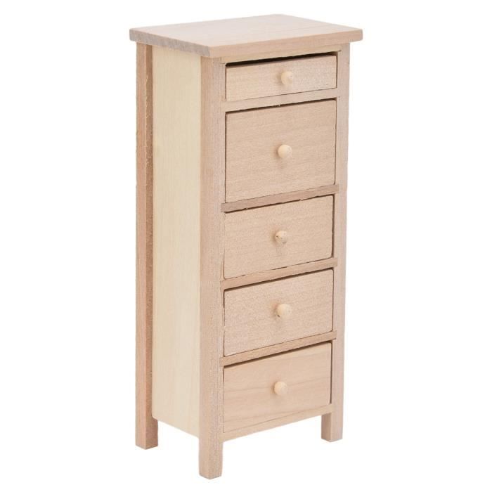 Commode Miniature à l'échelle 1:12, Meuble de Chambre en Bois pour Maison de poupées, Commode Blanche à 5 tiroirs au Design réaliste, idéale pour la décoration d'Une Maison de