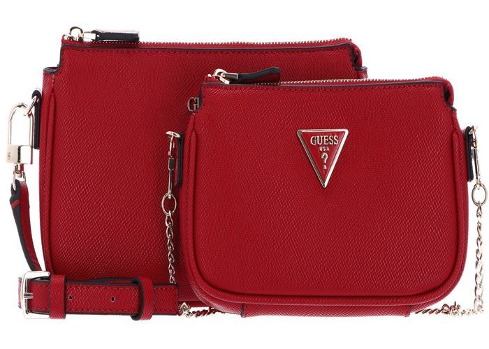 GUESS Sac a epaule bandouliere rouge pour femme Noelle Double Pouch Crossbody 250158