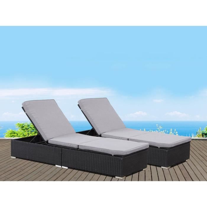 Bain De Soleil Coffre En Resine Tressee Bali Atlanta Noir Lot De 2 Achat Vente Chaise Longue Bain De Soleil Coffre En Resin Cdiscount