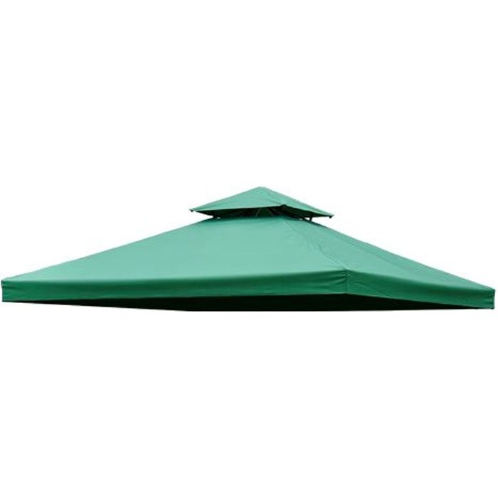 Toile de rechange pour pavillon tonnelle tente 3 x 3 m - HOMCOM - Vert foncé - Polyester