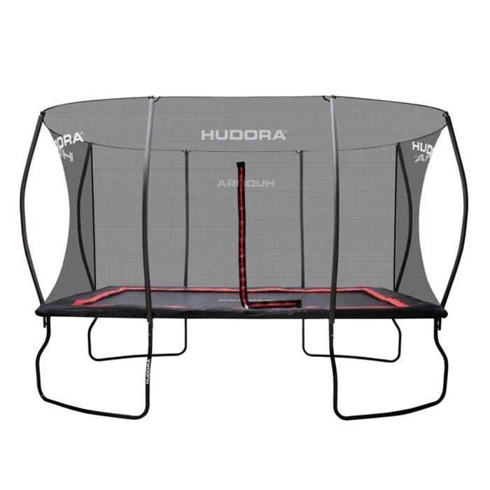 Trampoline Rectangle Jump4Fun Luxury 244x366 Cm - Filet Sécurité, 150 Kg, Noir, Jardin