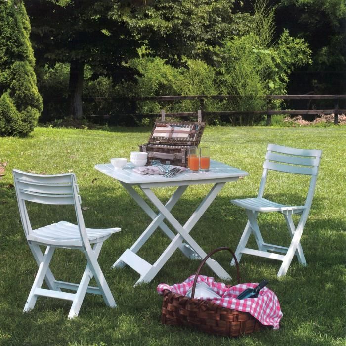 ensemble table et chaises pliantes - blanc - 80 x 72 x 70 cm