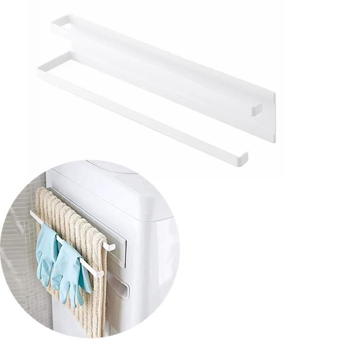 Porte-serviettes à Ventouse Double Barre - Blanc - Pour Salle De Bain Sans Perçage - Avec Crochets - 3