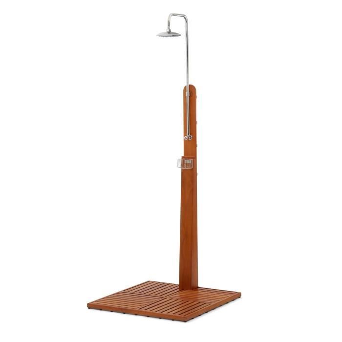 Douche extérieure en teck fsc 90 x 90 x220 cm Cdiscount Jardin