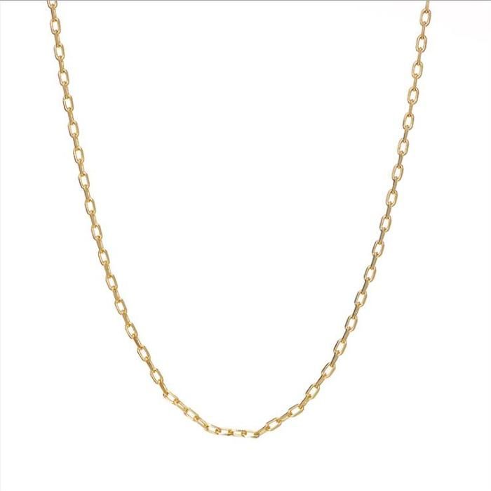 LCC® Chaine Plaqué Or maille largeur 1mm Mode collier sauvage simple bijoux de chaîne de clavicule rétro (45 cm)