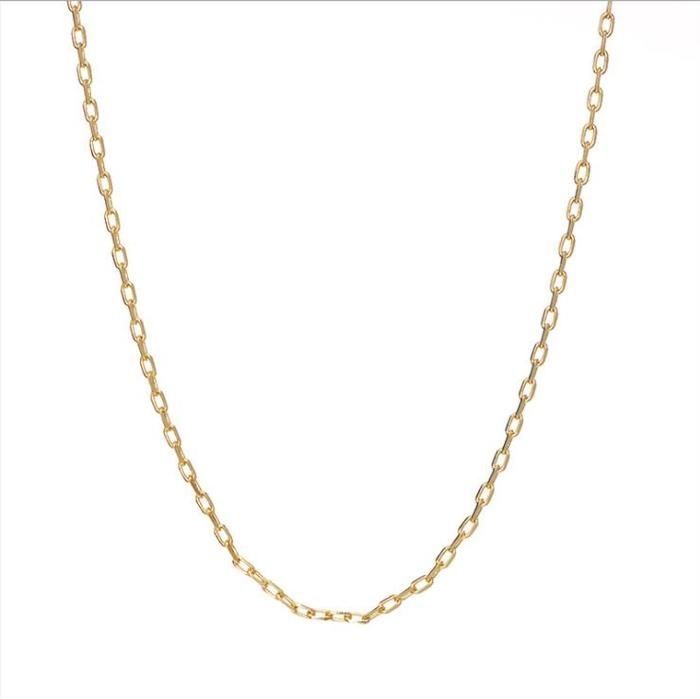 LCC® Chaine Plaqué Or maille largeur 1mm，Mode collier sauvage simple bijoux de chaîne de clavicule rétro (45 cm)