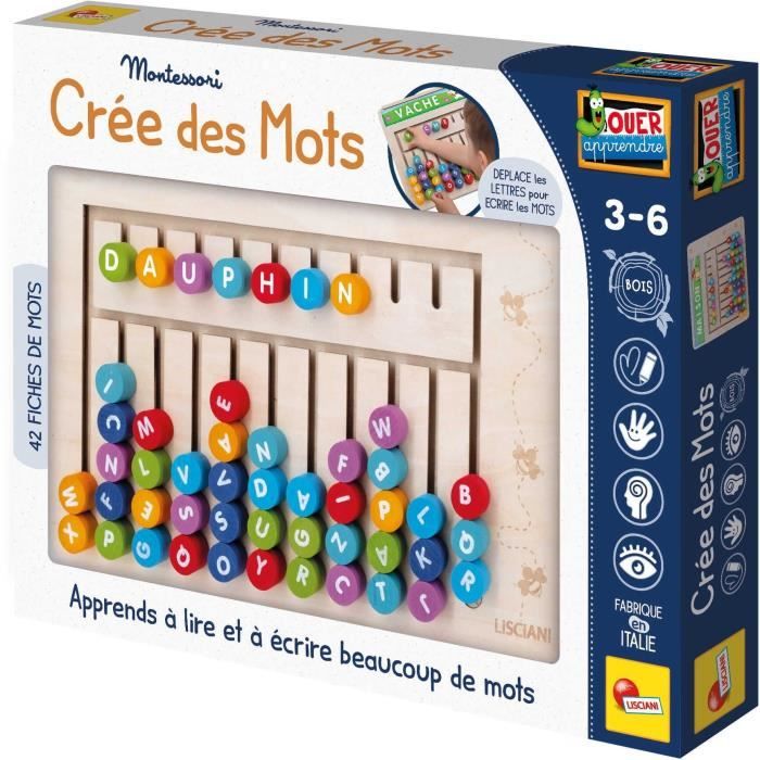 Compose-mots - Jeu Montessori - MONTESSORI - Tableau en Bois Lettres et Chiffres Magnétiques