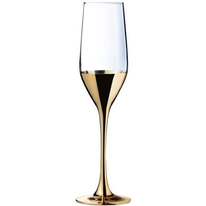4 flûtes à champagne 16cl Electric Gold Luminarc Doré et festif
