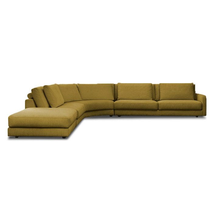 Canapé d'angle 5 places Jaune Tissu Luxe Confort