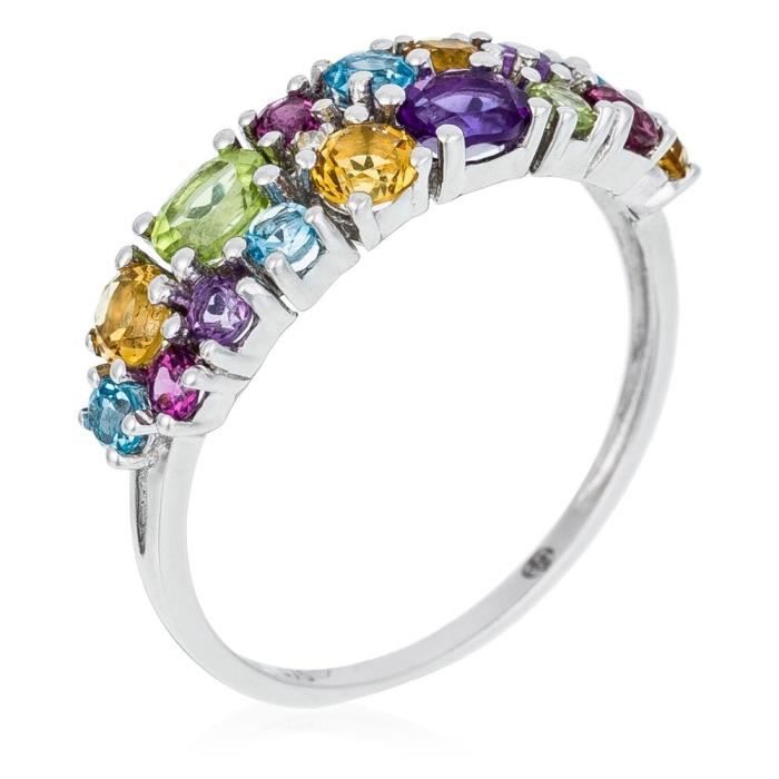Bague Or Blanc Avec Pierres Taille 55 - Occasion élégante, Bijou Femme