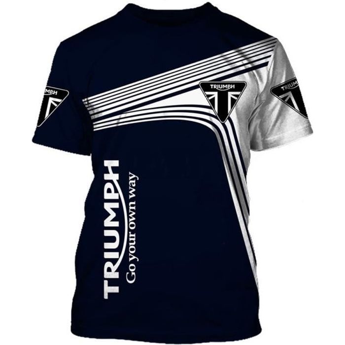 T shirt moto Triumph T Shirt a manches courtes pour hommes col rond avec lettres imprimees en 3D vetement de sport de course Rcx520635 Cdiscount Pret a Porter