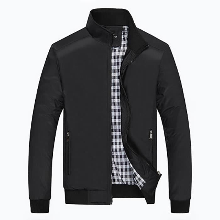 Veste Homme Simple et decontracte Col montant Veste Homme slim Vetement MasculinLoisirs d affaires Noir noir Cdiscount Pret a Porter