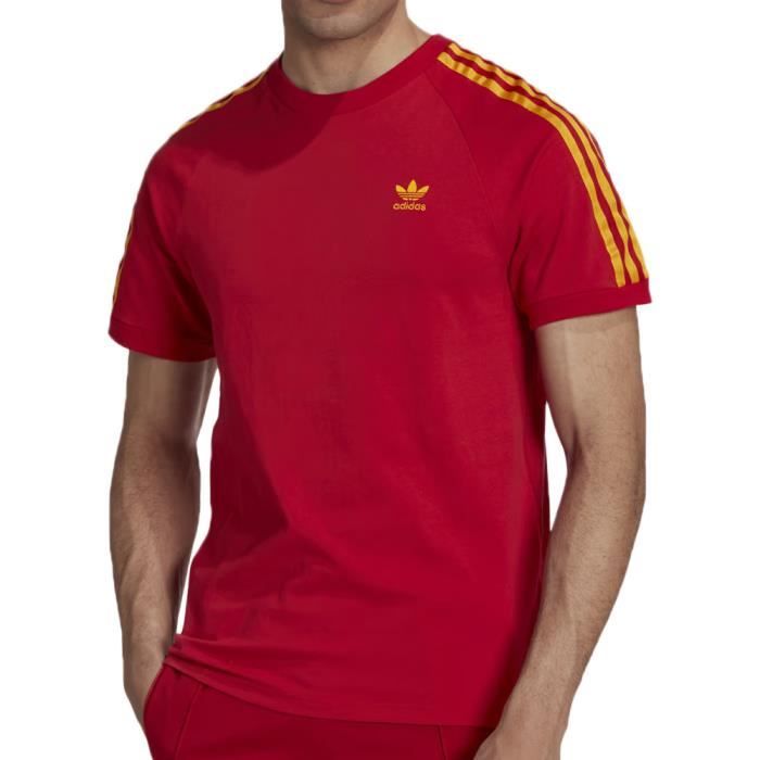 T shirt adidas rouge sale homme