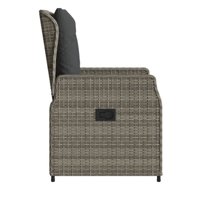 Chaises De Jardin Inclinables En Résine Tressée – Lot De 2, Grises, Avec Coussins Et Dossier Réglable - 13