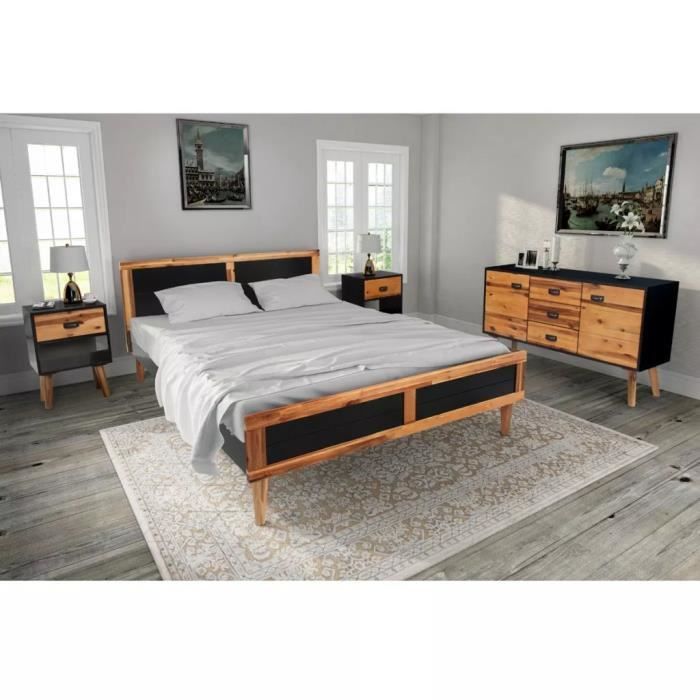 Meuble De Chambre A Coucher 4 Pcs Bois D Acacia 180 X 200 Cm