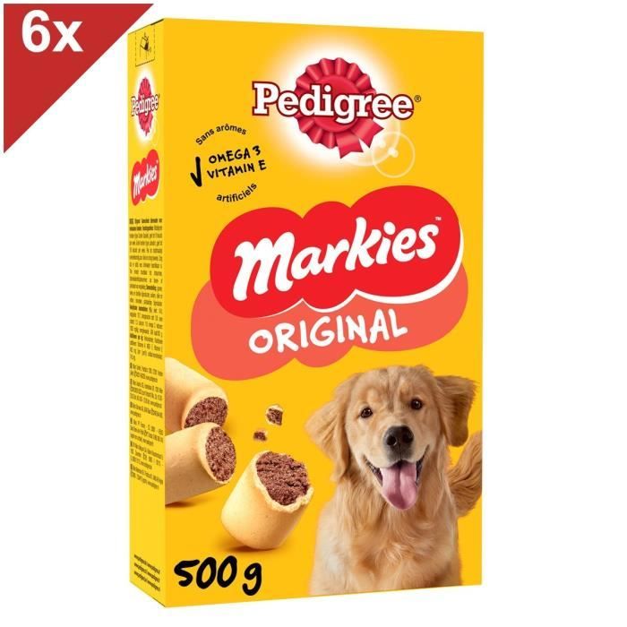 Comparer les prix de PEDIGREE Markies Biscuits fourrés pour chien 6x500g