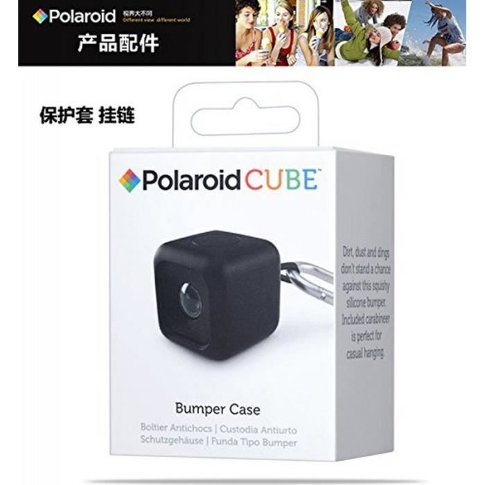 Etui de protection Polaroid Bumper noire avec sangle de 90cm et crochet pour appareil photo Polaroid CUBE action Lifestyle HD