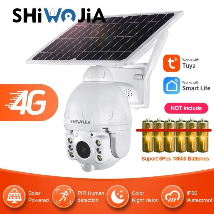 RUMOCOVO® Caméra de Surveillance solaire extérieure, 4G, sans fil, IP66, 360 °, avec batterie, PIR, Cctv