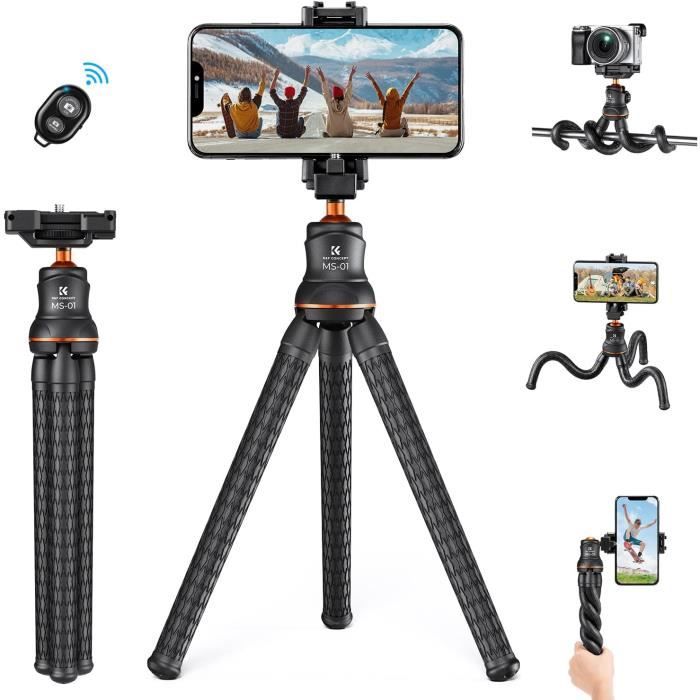 Mini Trépied Flexible Universel Pour Appareil Photo, Caméscope, Téléphone - Aluminium, Extensible 15-20 Cm, Tête Rotative à 360°