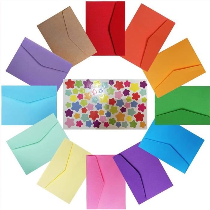 70 Mini Enveloppes Colorées 11.5x8.2cm - Pour Cartes, Mariage, Anniversaire