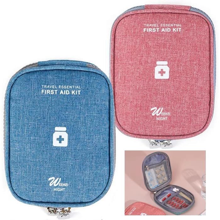 Lot De 2 Trousses De Secours Vides - Kit Premiers Soins Portable Étanche (Bleu & Gris)