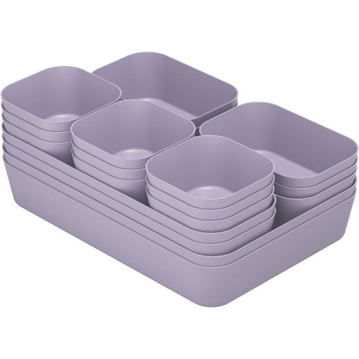 Lot De 25 Organisateurs De Tiroirs Transparents - 4 Tailles Pour Bureau, Coiffeuse, Salle De Bain, Cuisine - 11