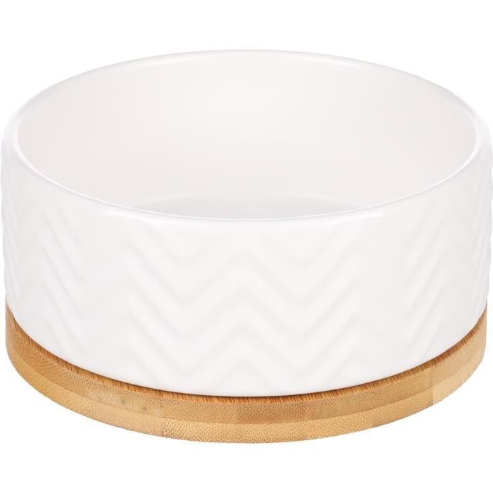 Comparer les prix de Flamingo Gamelle pour Chie 990 ML Blanc - Antidérapant - Gamelles en céramique émaillée dans un support eambou - 16cm x 6cm x 7c91