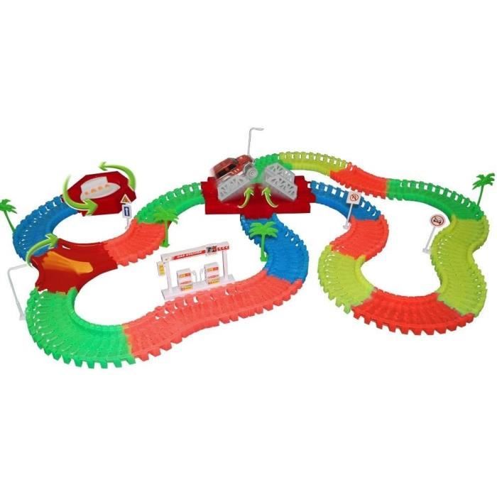 Hot Bee 4,5 M Piste Voiture Enfant, Circuit De Course Flexible En Caoutchouc, Rampe Voiture Miniature Enroulable Portable, Jouet Garçon 3 4 5 6 7 Ans, Cadeau Garçon Noël Ou Anniversaire