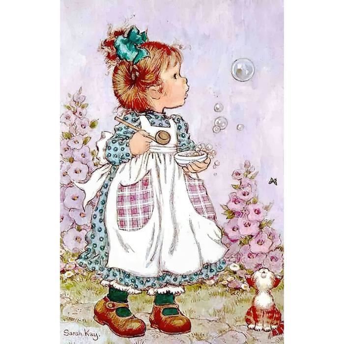 Kit Complet Diamond Painting 30x40 Cm - 4 Motifs Fille Cartoon - Diamants Ronds 5D - Activité DIY Adulte/enfant - 8
