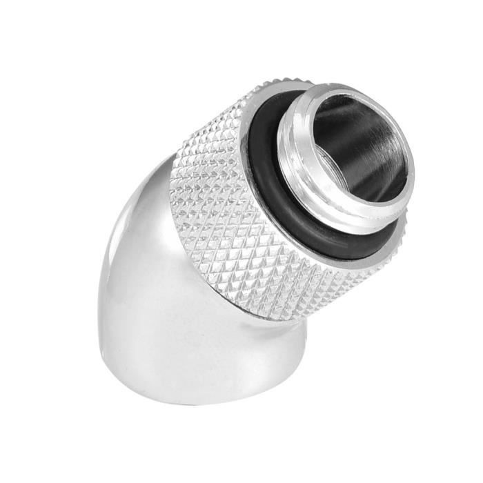 Raccord Watercooling 90° Double Tuyau - Laiton Chromé, 14 Mm OD, G1/4, Pour PC Sur Mesure - 8