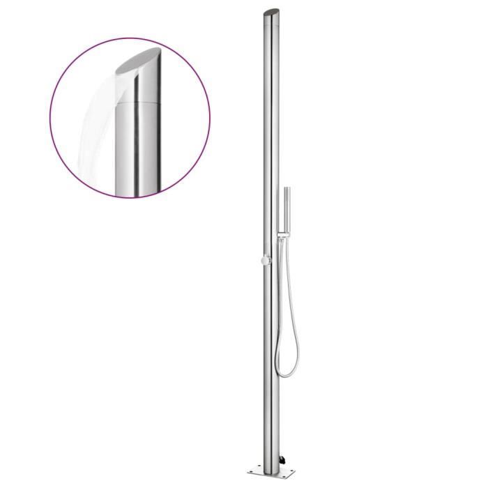 Douche de jardin - VIDAXL - 220 cm - Acier inoxydable - Tête de douche cascade et douchette